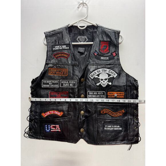 Diamond + Plate Buffalo Leather Biker Vest Medium M – Patched Motorcycle Club - Picture 9 of 10